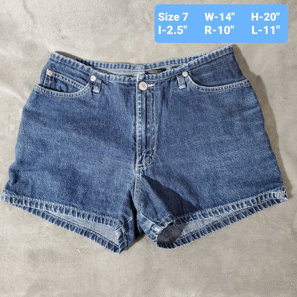 No Boundaries 100% Cotton Denim Shorts w/Cropped Rolled Waistband Junior…